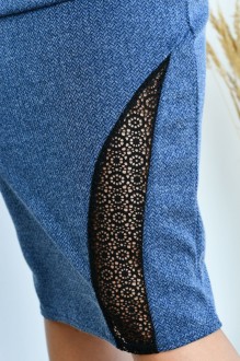 Жіночий ангоровий костюм зі спідницею джинсового кольору р.48/50 386931