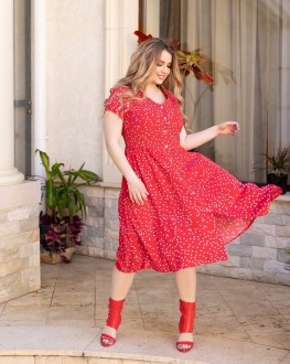 Жіноча літня сукня на гудзиках червоного кольору р.52/54 431459