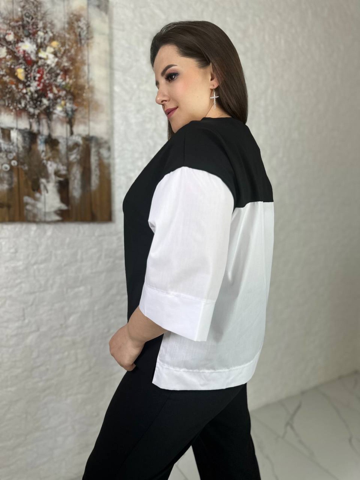 Женская блуза колір чорний-білий р.50/52 455937