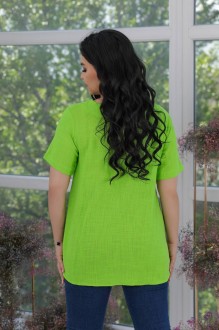 Жіноча льняна блуза колір салатовий р.58/60 436370