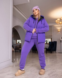 Жіночий костюм із жилетом фіолетового кольору р.50/52 447979