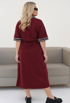 Жіноча сукня-халат вільного крою колір бордовий р.50/52 452240