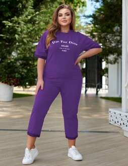 Жіночий костюм-двійка колір фіолетовий р.54 455399