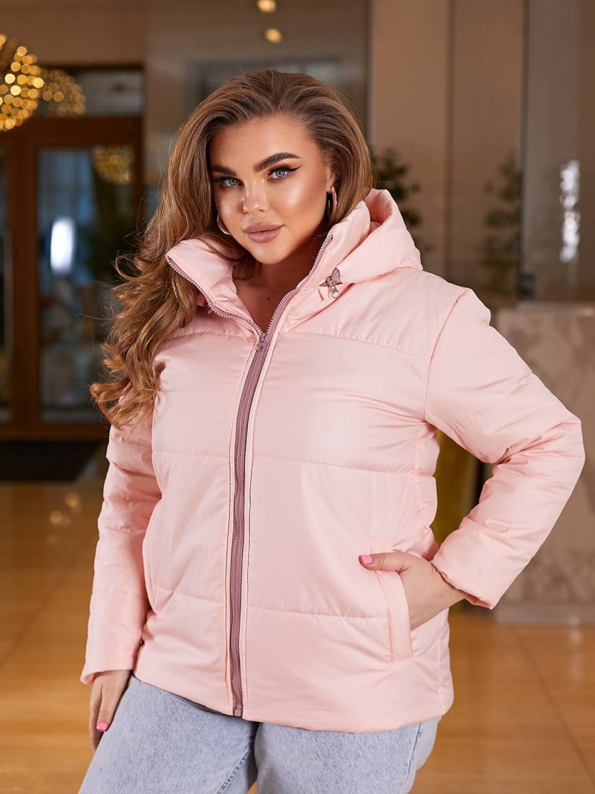 Жіноча весняна куртка Канада рожевого кольору  р.48/50 406447