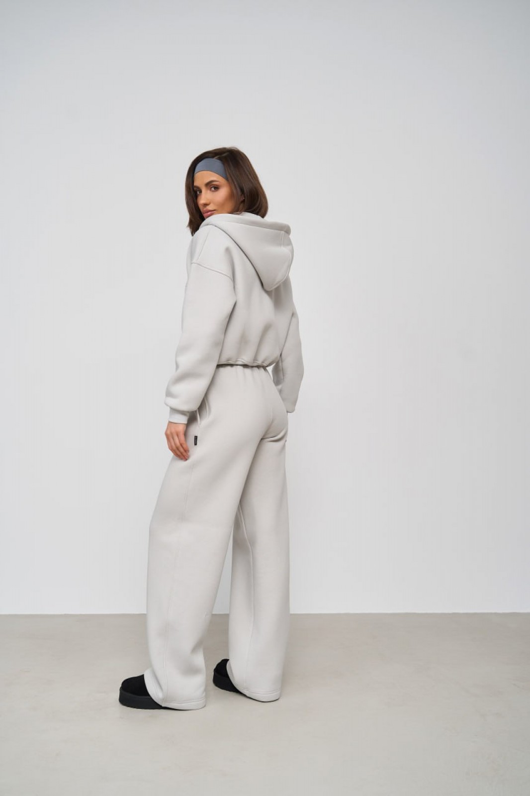 Жіночий костюм двійка з брюками палаццо колір бетон р.XL 449553