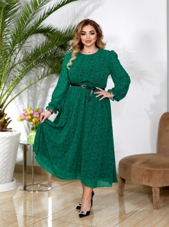 Жіноча сукня із шифону колір зелений р.50/52 452279