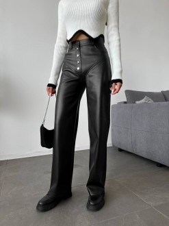 Жіночі штани з еко-шкіри колір чорний р.46 443404