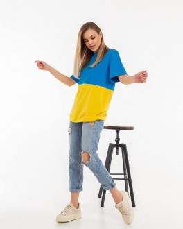 Жіноча футболка колір жовто-блакитний 432082