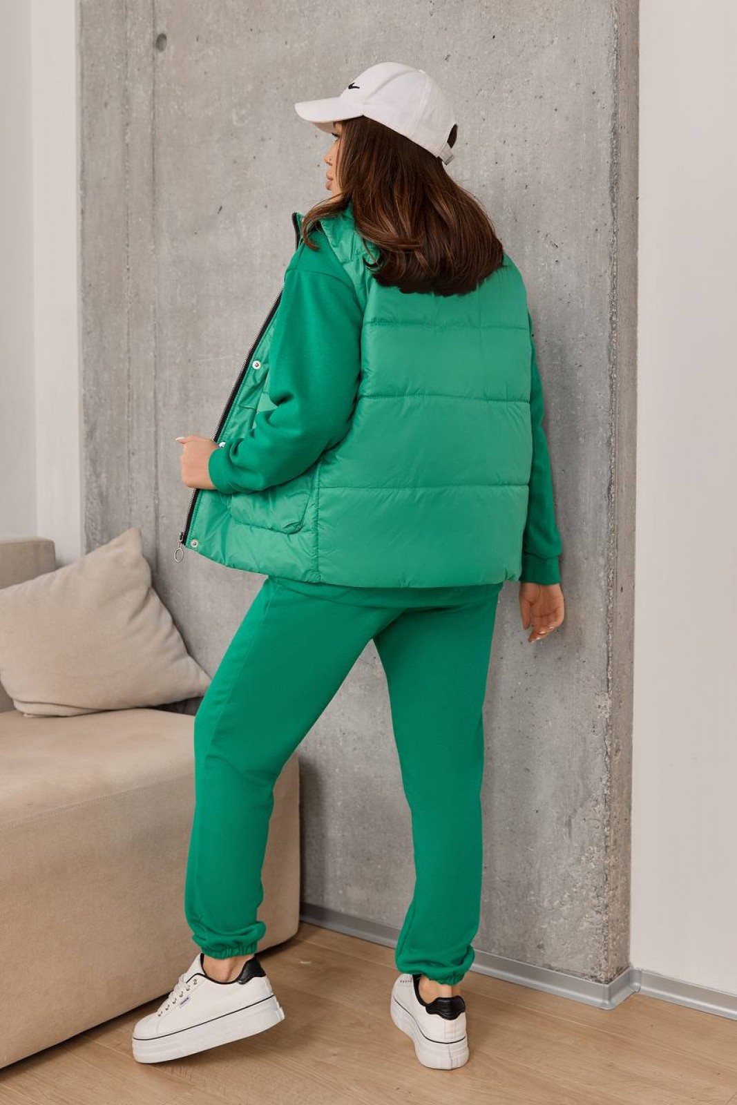 Жіночий костюм трійка з жилеткою колір ярко-зелений р.42/44 454208