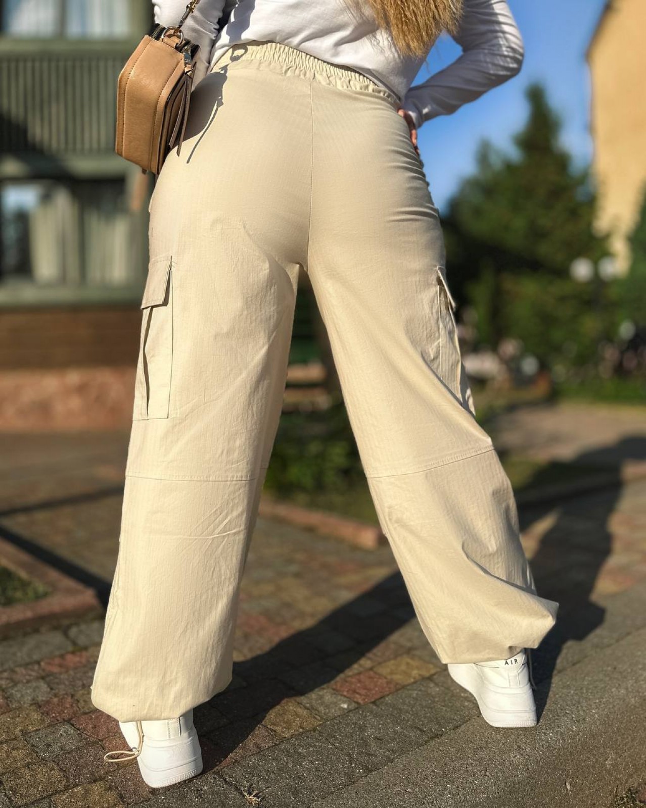 Жіночі брюки карго колір беж р.42/44 440155