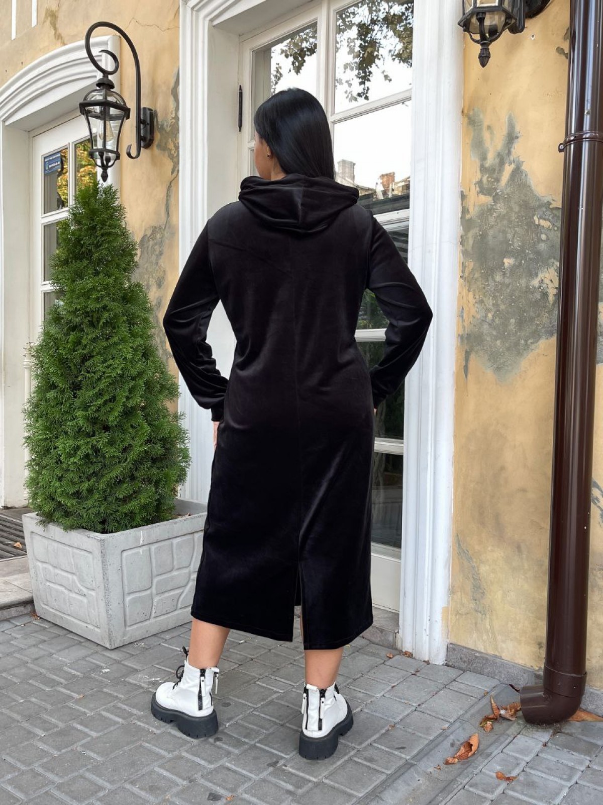Жіноча тепла сукня на флісі колір чорний р.58/60 442959