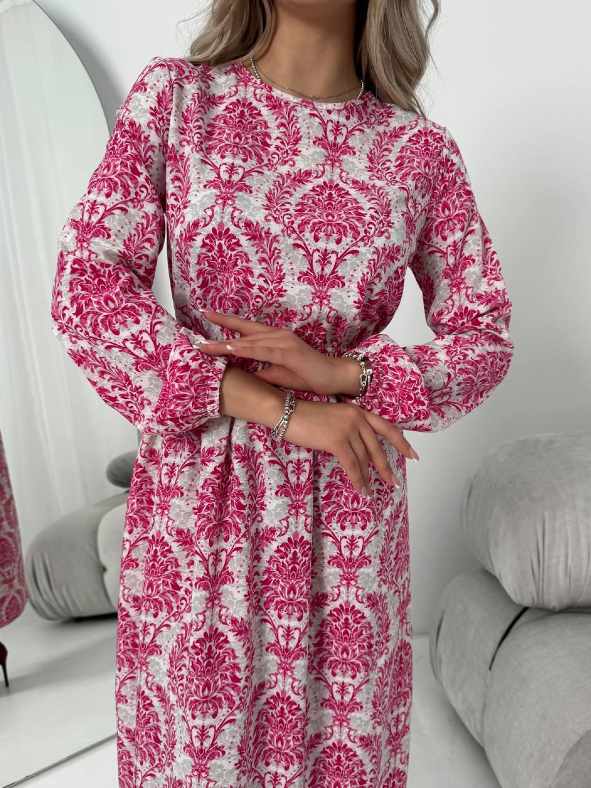 Жіноча сукня із шовкового софту колір рожевий р.42/44 453502