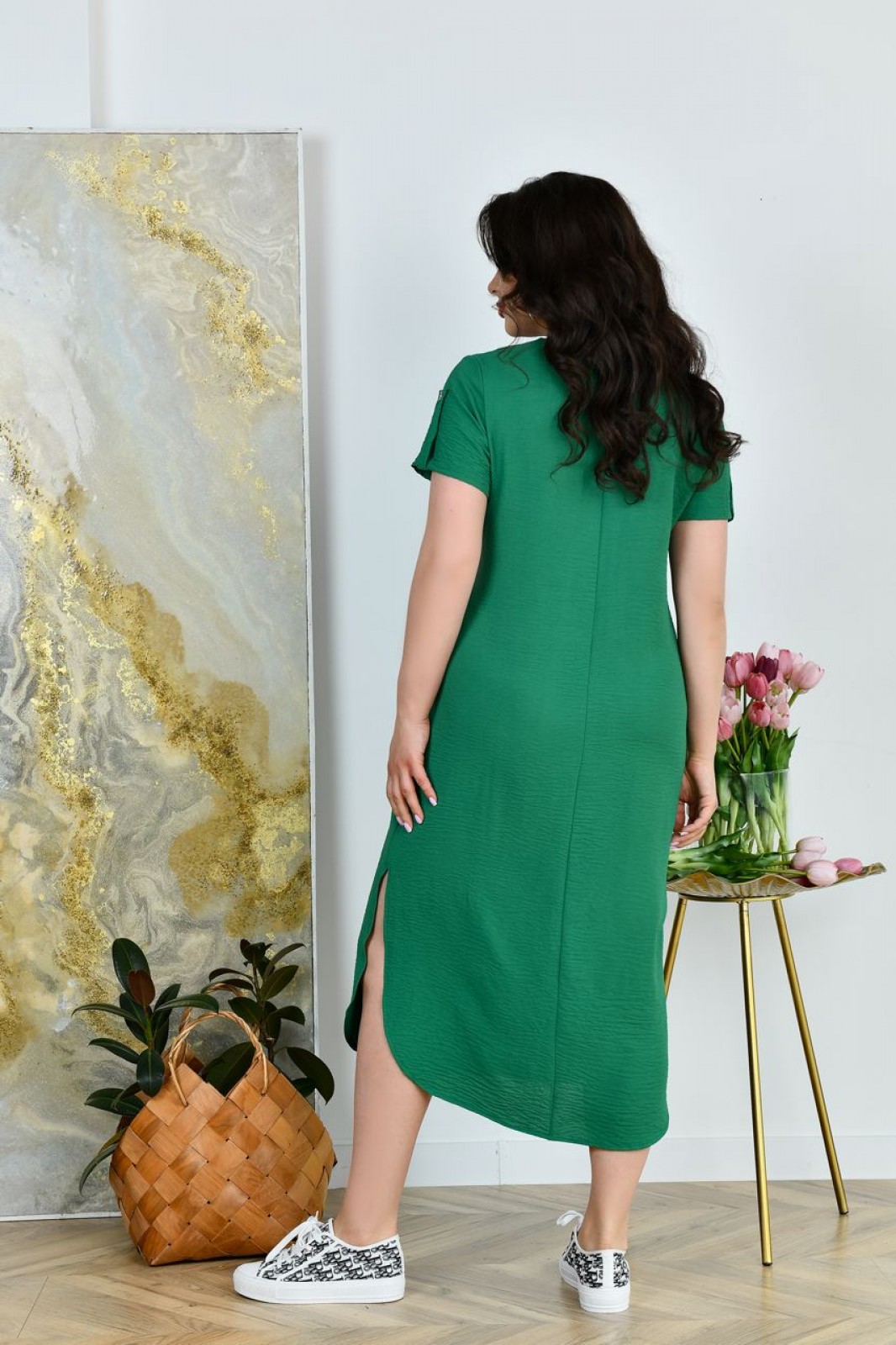 Жіноча спортивна сукня із жатки колір зелений р.52/54 455660