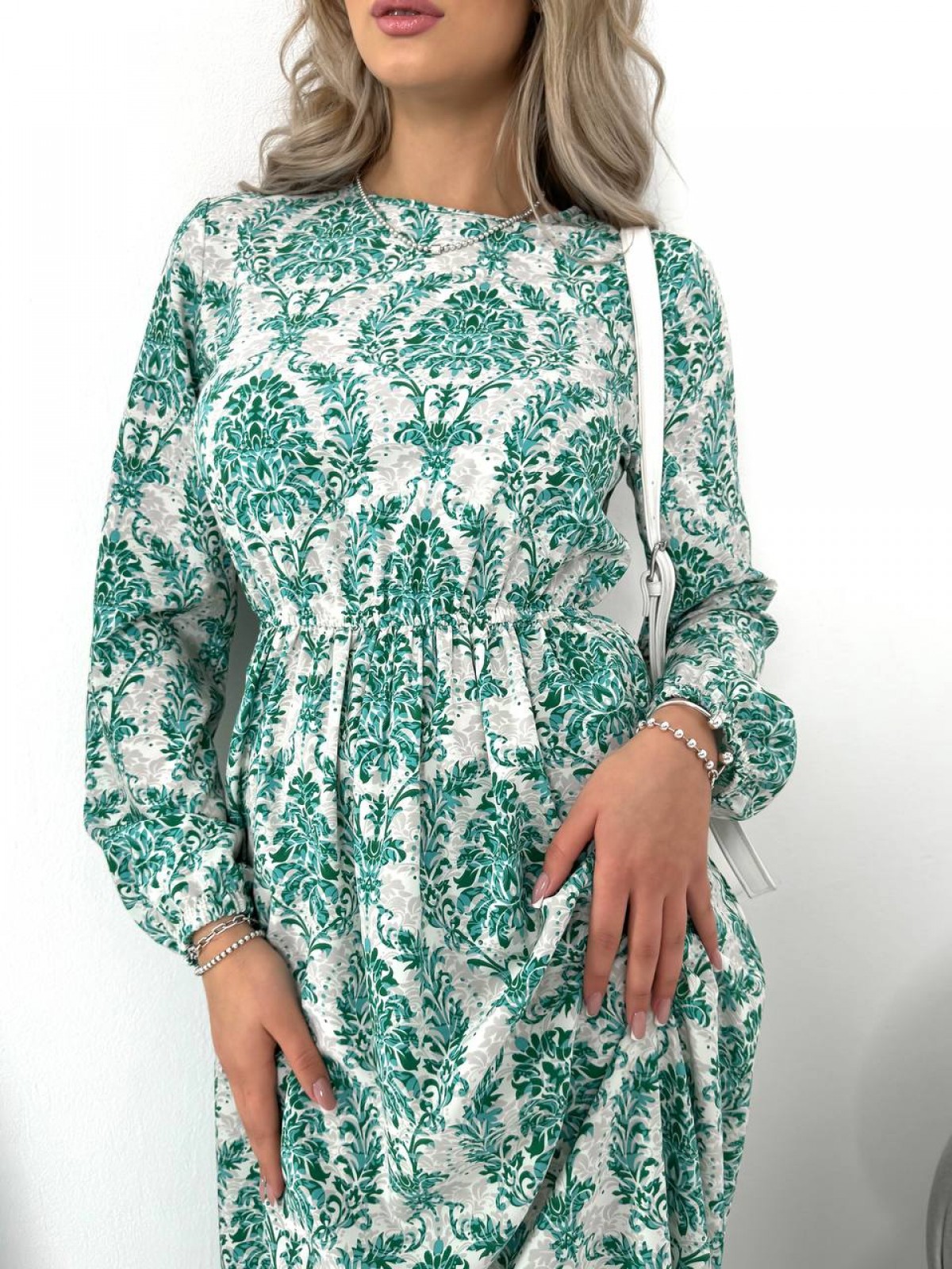 Жіноча сукня із шовкового софту колір ментол р.42/44 453514