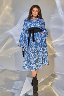 Жіноча вільна сукня із софту колір синій р.58/60 449935