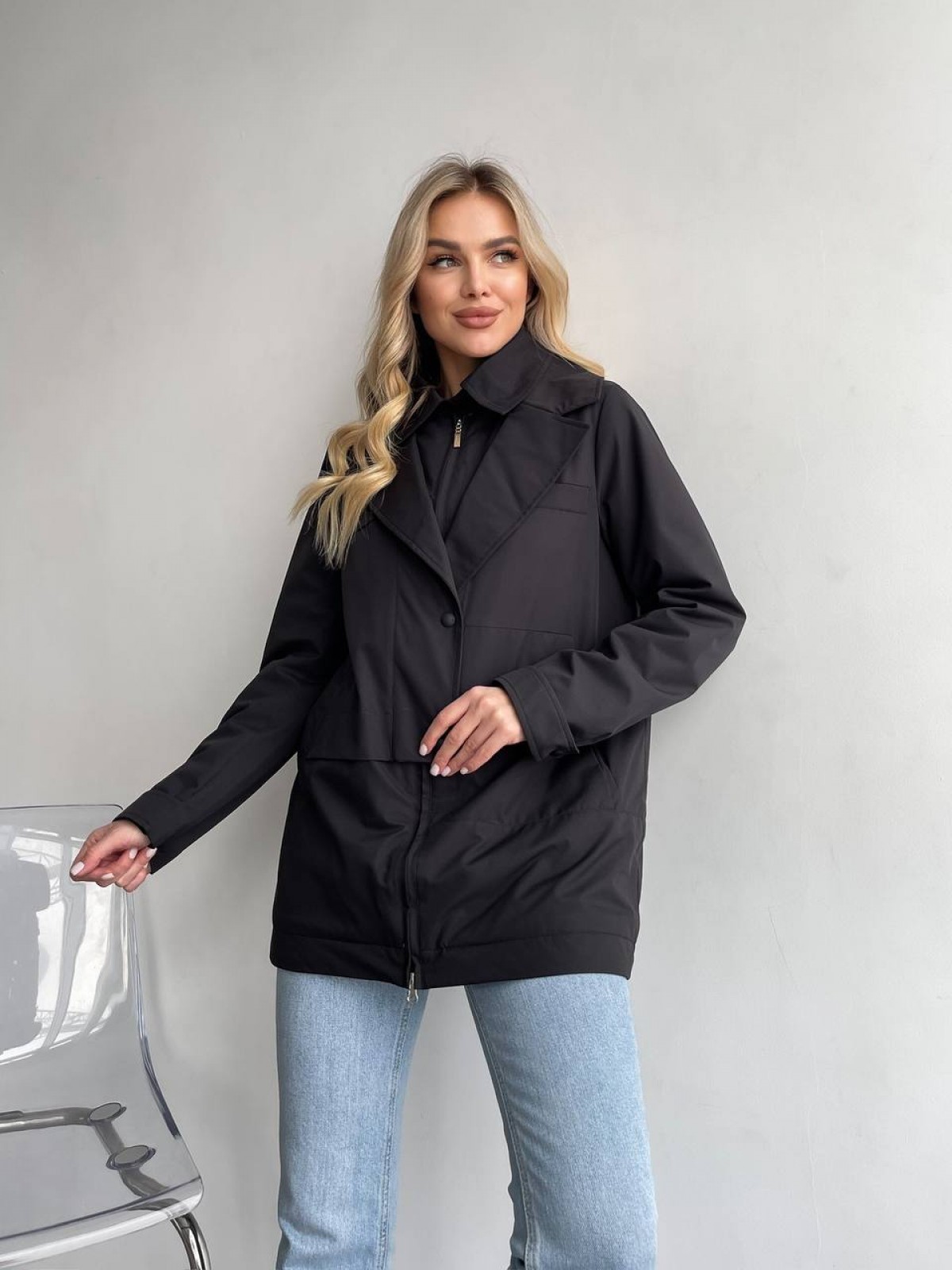 Жіноча тепла куртка колір чорний р.XL 450307