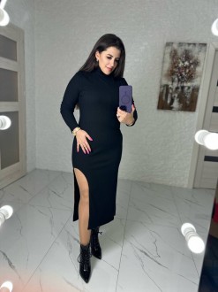Жіноча сукня в рубчик колір чорний р.54/56 444798