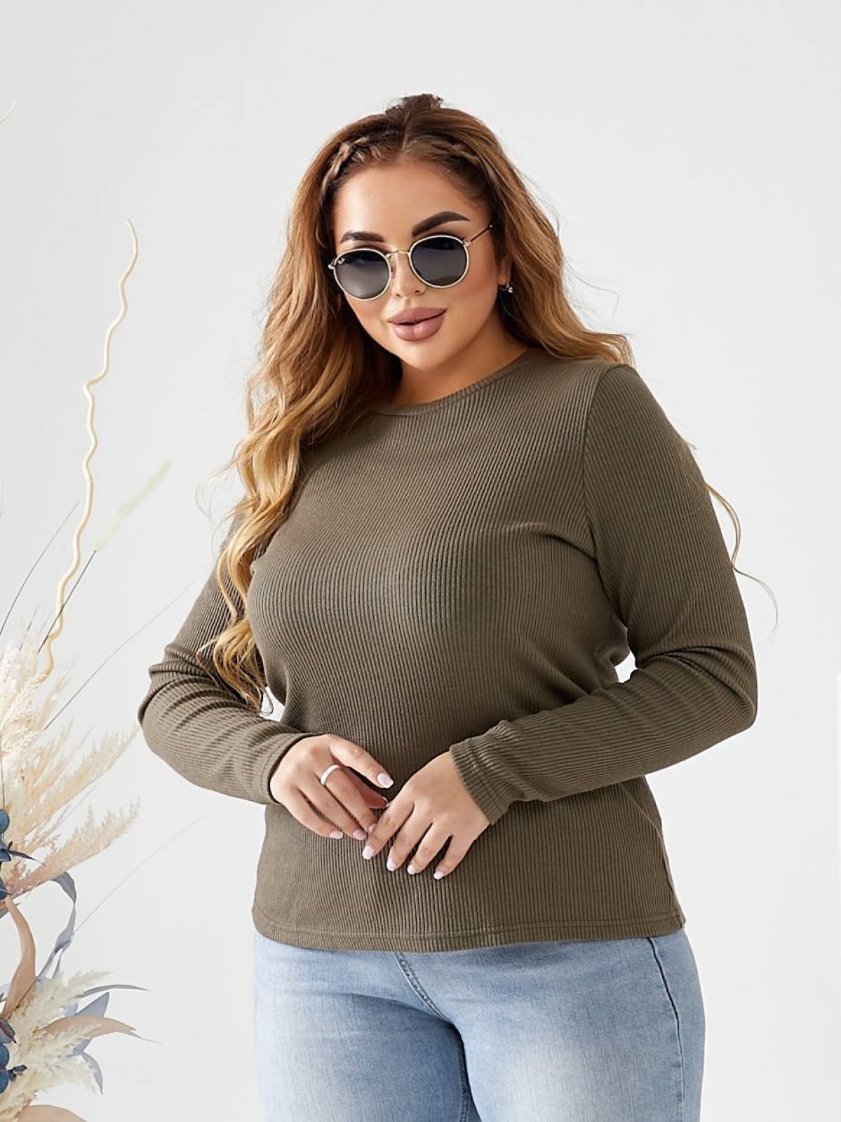 Жіночий светр із ангори колір оливковий р.48/50 448661