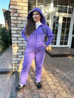 Жіночий теплий прогулянковий костюм колір фіолет р.54/56 444248