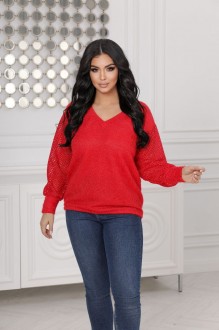 Жіночий светр трикотажний колір червоний р.48/50 445623