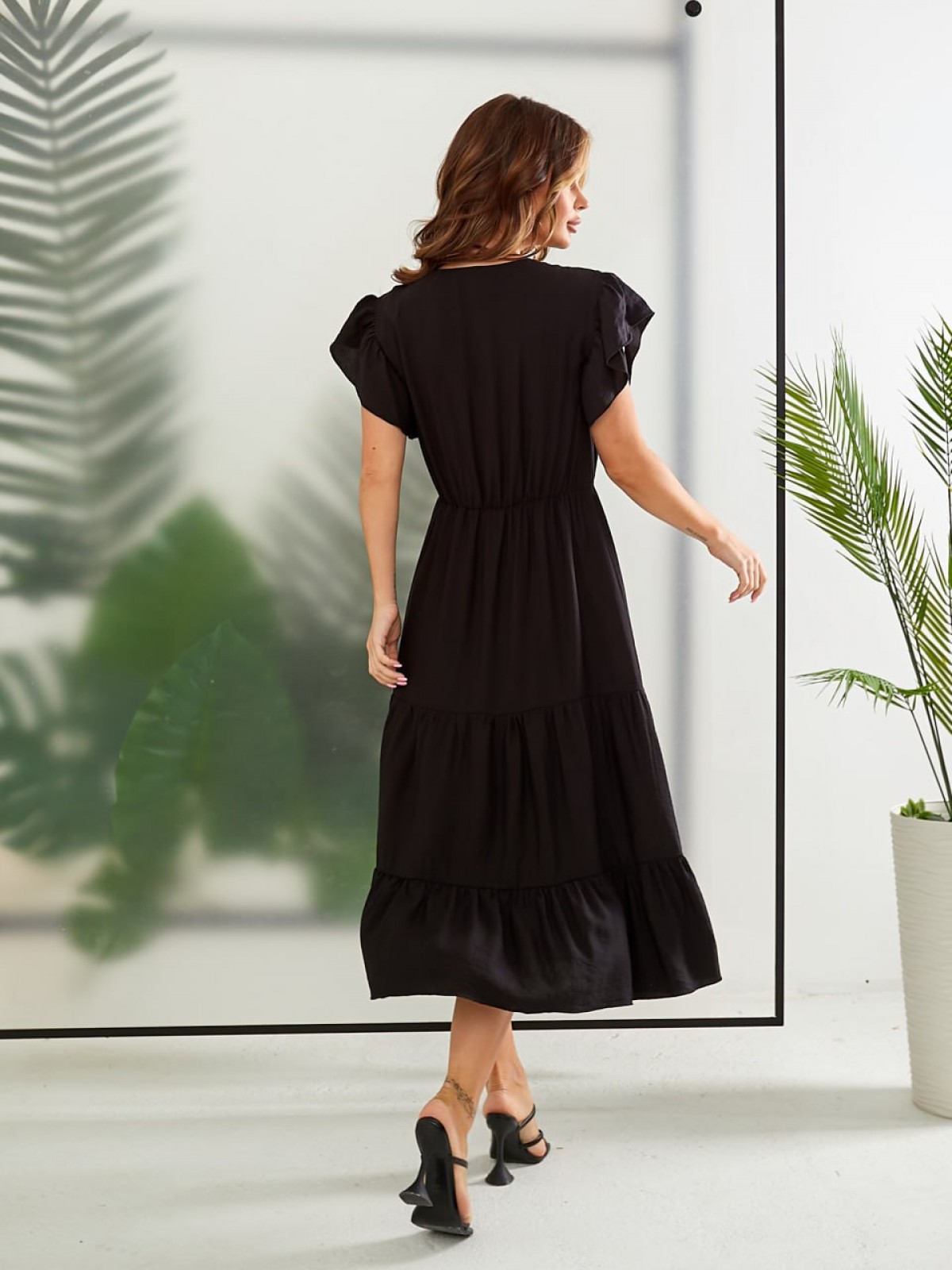 Жіноча сукня міді колір чорний 435746