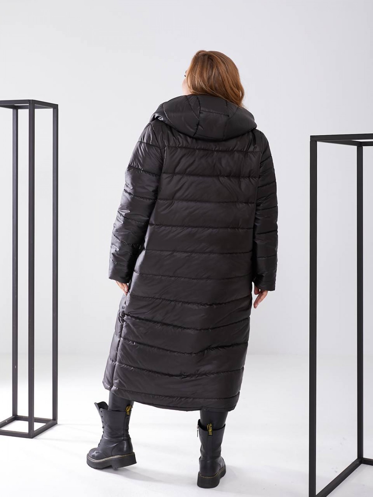 Жіноча куртка-пальто із плащової тканини колір чорний р.48/50 448424