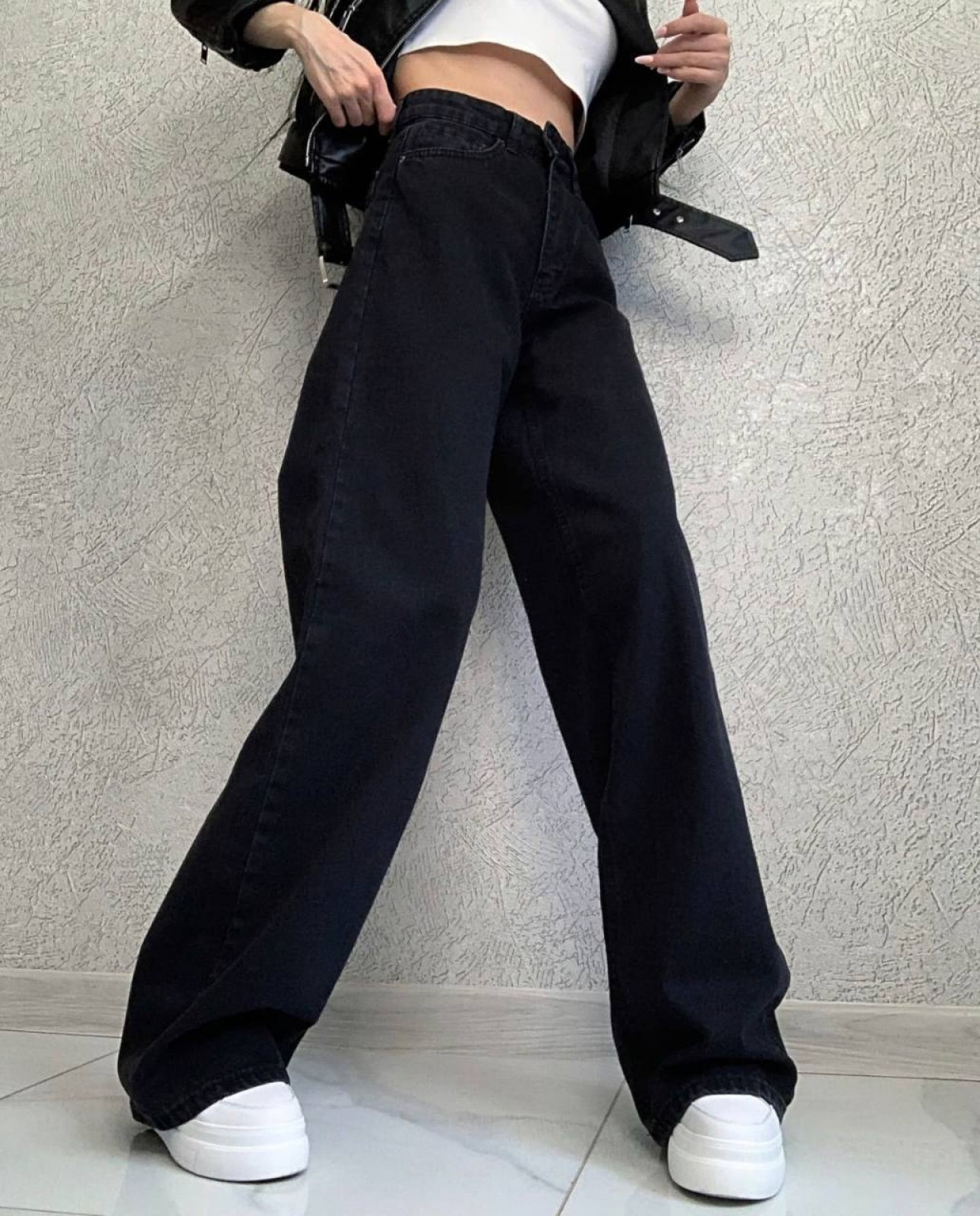 Жіночі джинси палаццо колір чорний р.28 448943