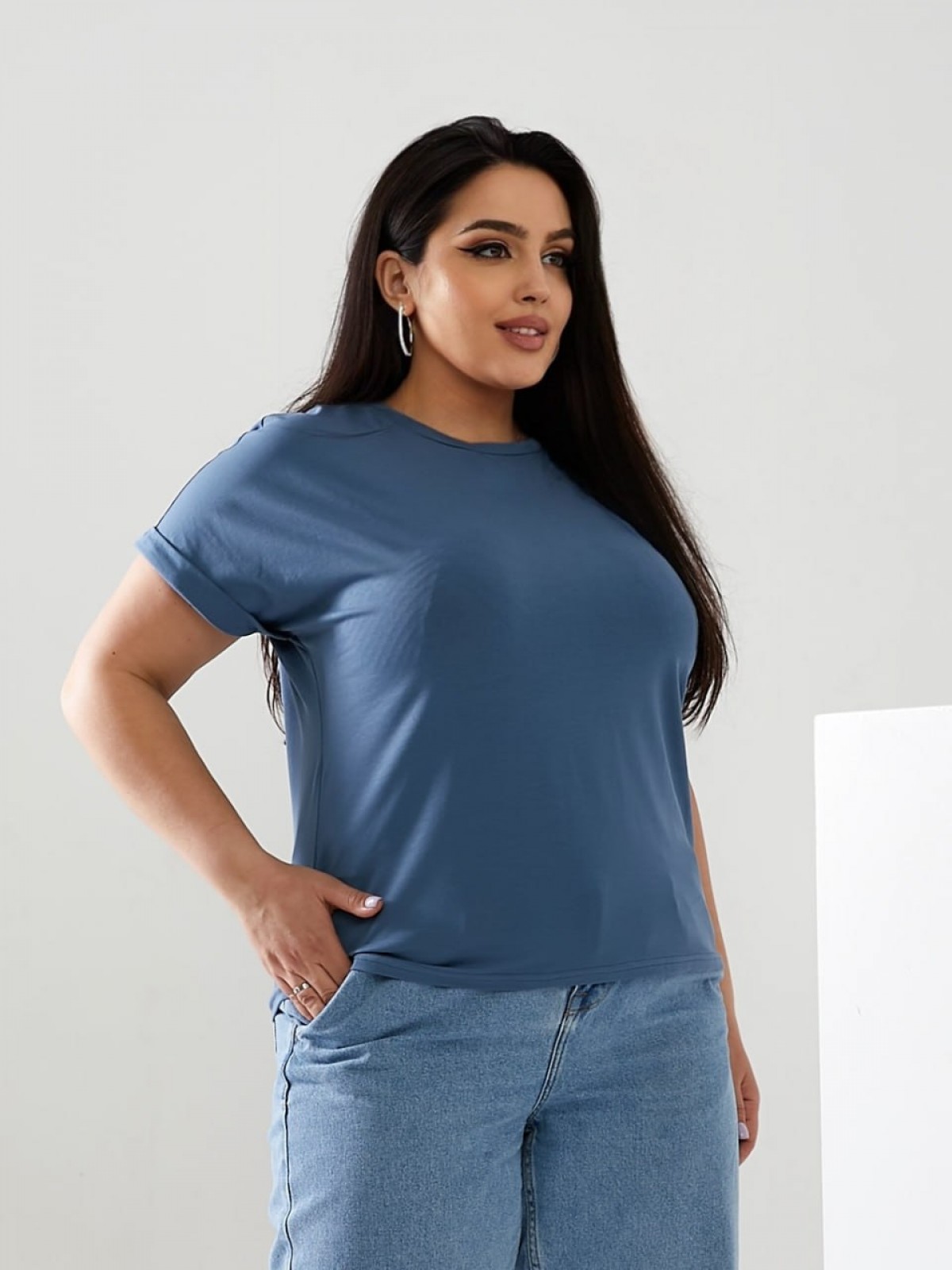 Жіноча футболка колір джинсовий р.42/46 432368
