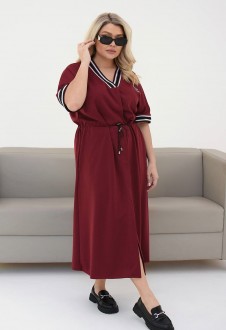Жіноча сукня-халат вільного крою колір бордовий р.54/56 452241