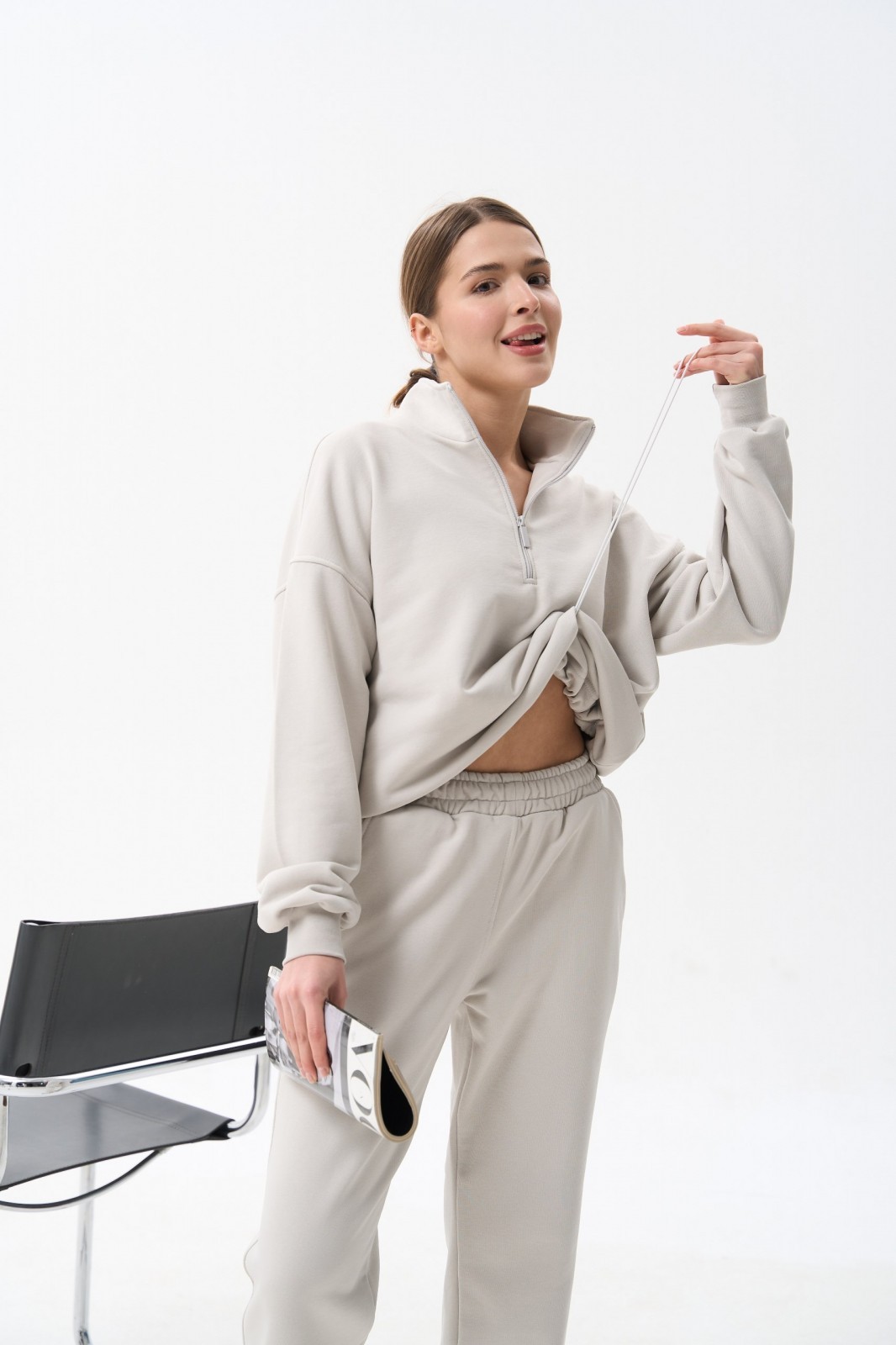 Жіночий костюм худі та джогери колір бетон р.XL 454088