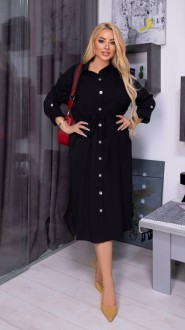 Жіноча вільна сукня із софту колір чорний р.54/56 452594