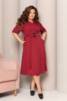 Жіноча сукня з поясом колір бордо р.52/54 441596