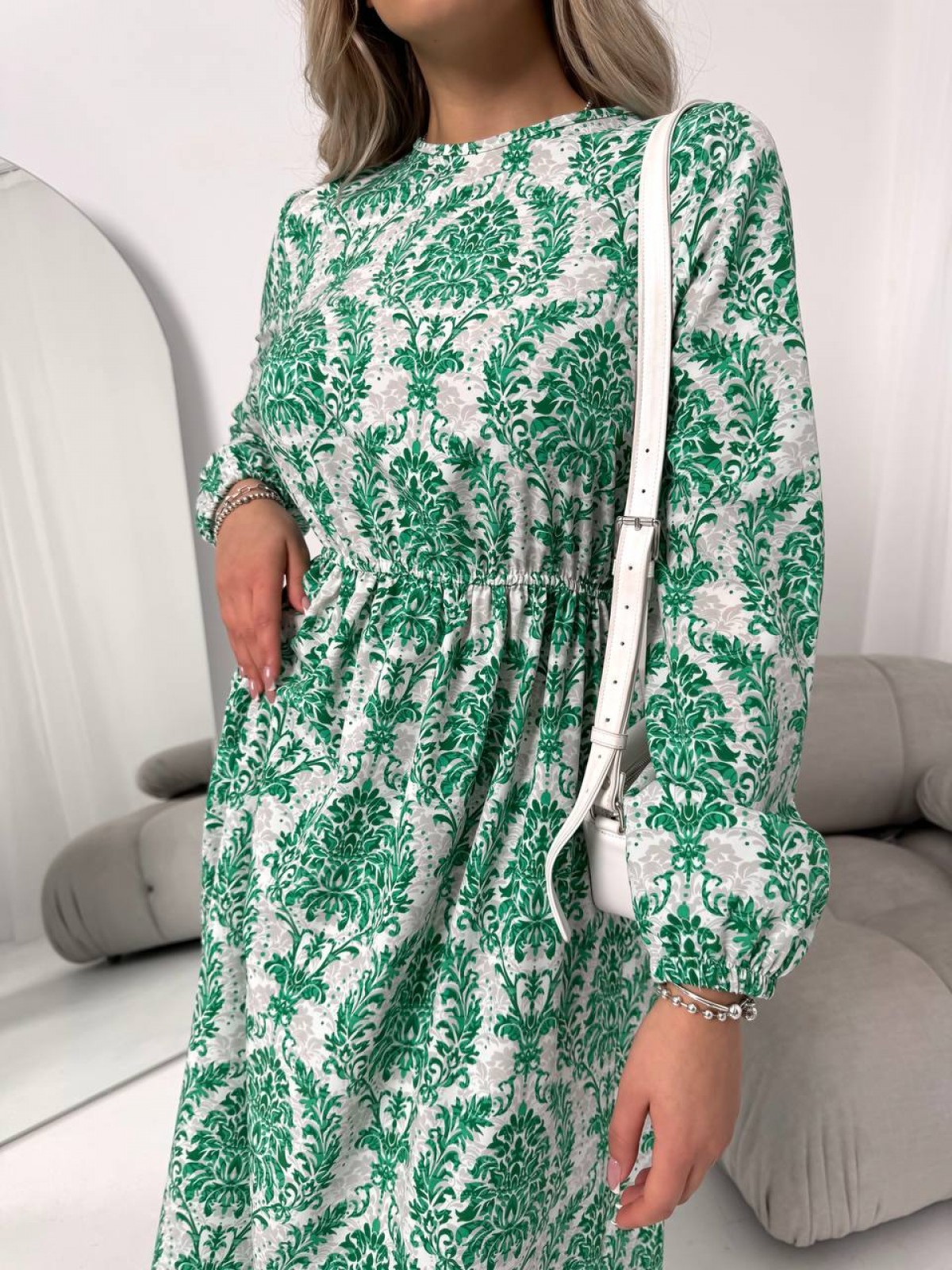 Жіноча сукня із шовкового софту колір зелений р.42/44 453515