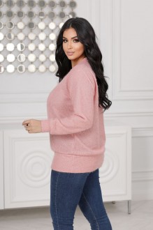 Жіночий светр трикотажний колір пудра р.48/50 445635