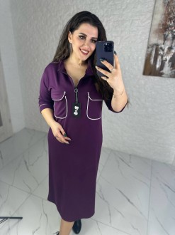 Жіноча сукня міді колір з кишенями колір баклажан р.62/64 449147