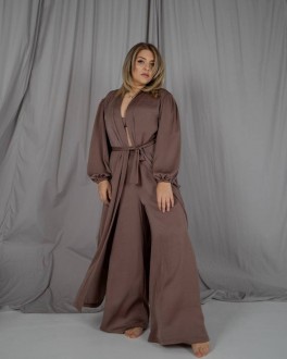 Жіночий піжамний костюм трійка колір капучино р.S/M 448467