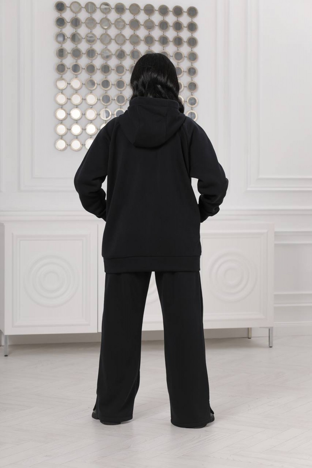 Жіночий прогулянковий костюм двійка колір чорний р.54/56 446932
