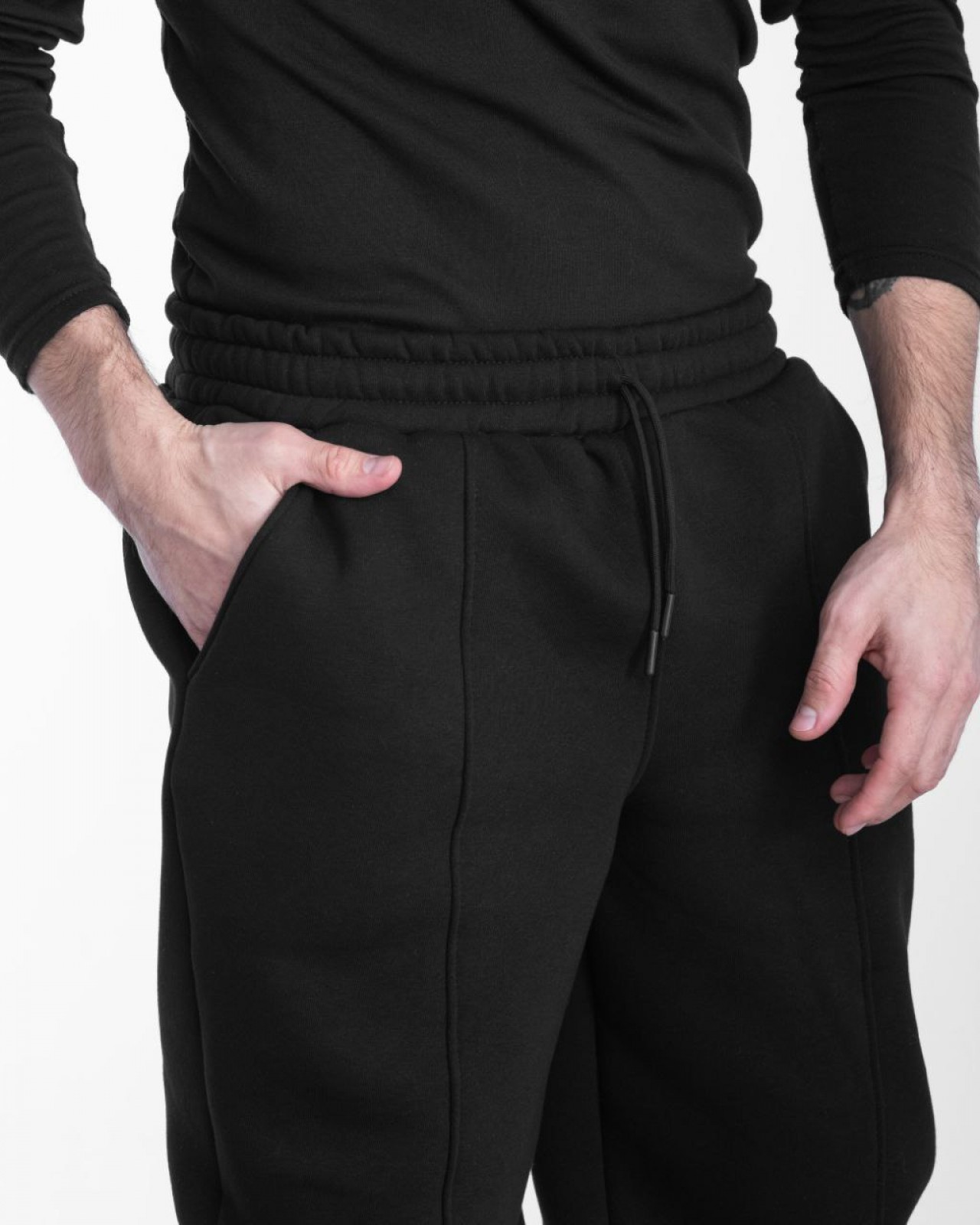 Унісекс теплі спортивні штани колір чорний р.ХL 444549