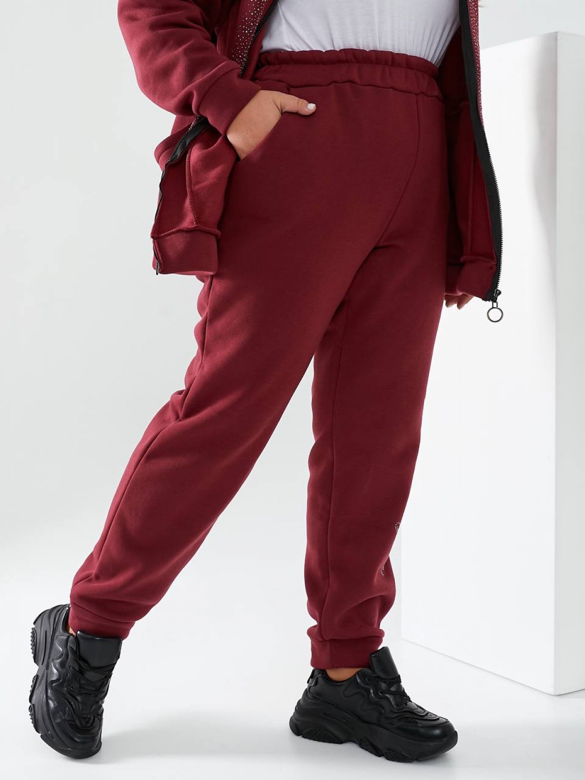 Жіночий теплий спортивний костюм колір бордо р.48/50 443414