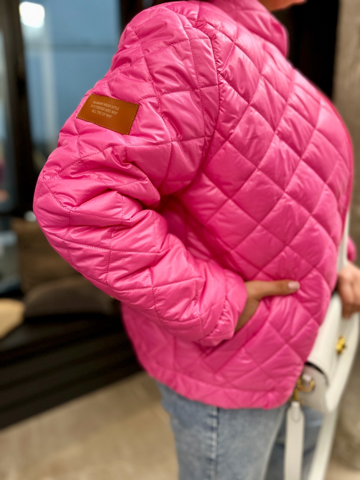 Жіноча тепла куртка колір рожевий р.52/54 451121