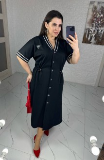 Жіноча сукня-халат вільного крою колір чорний р.46/48 452173