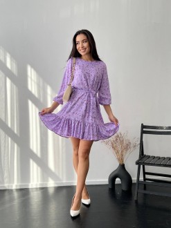 Жіноча сукня з поясом колір лаванда р.42/44 454111
