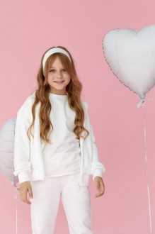 Дитячий костюм худі та джогери для дівчинки колір білий р.134 438796
