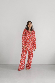 Жіночий піжамний костюм трійка колір червоний р.L 449779