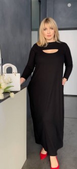 Жіноча максі сукня колір чорний р.54/58 453412