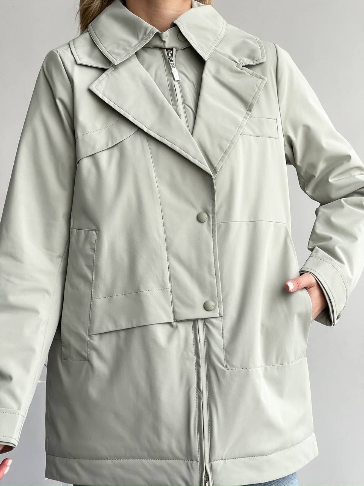 Жіноча тепла куртка колір оливка р.M 450309