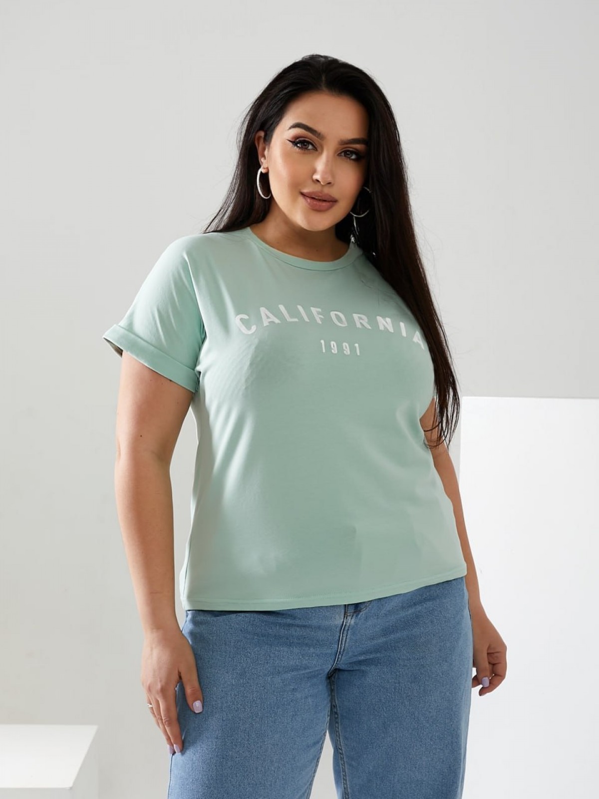 Жіноча футболка California колір м'ятний р.56/58 432461