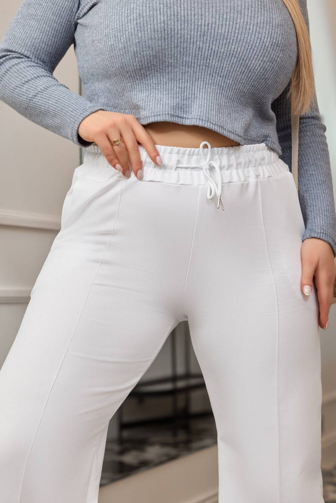 Жіночі брюки карго колір білий р.50/52 450541