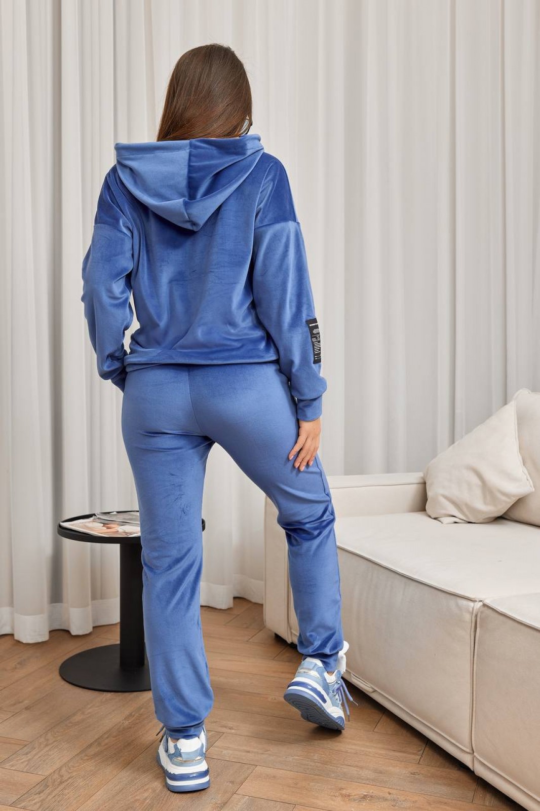 Жіночий велюровий костюм колір синій р.48/50 450971