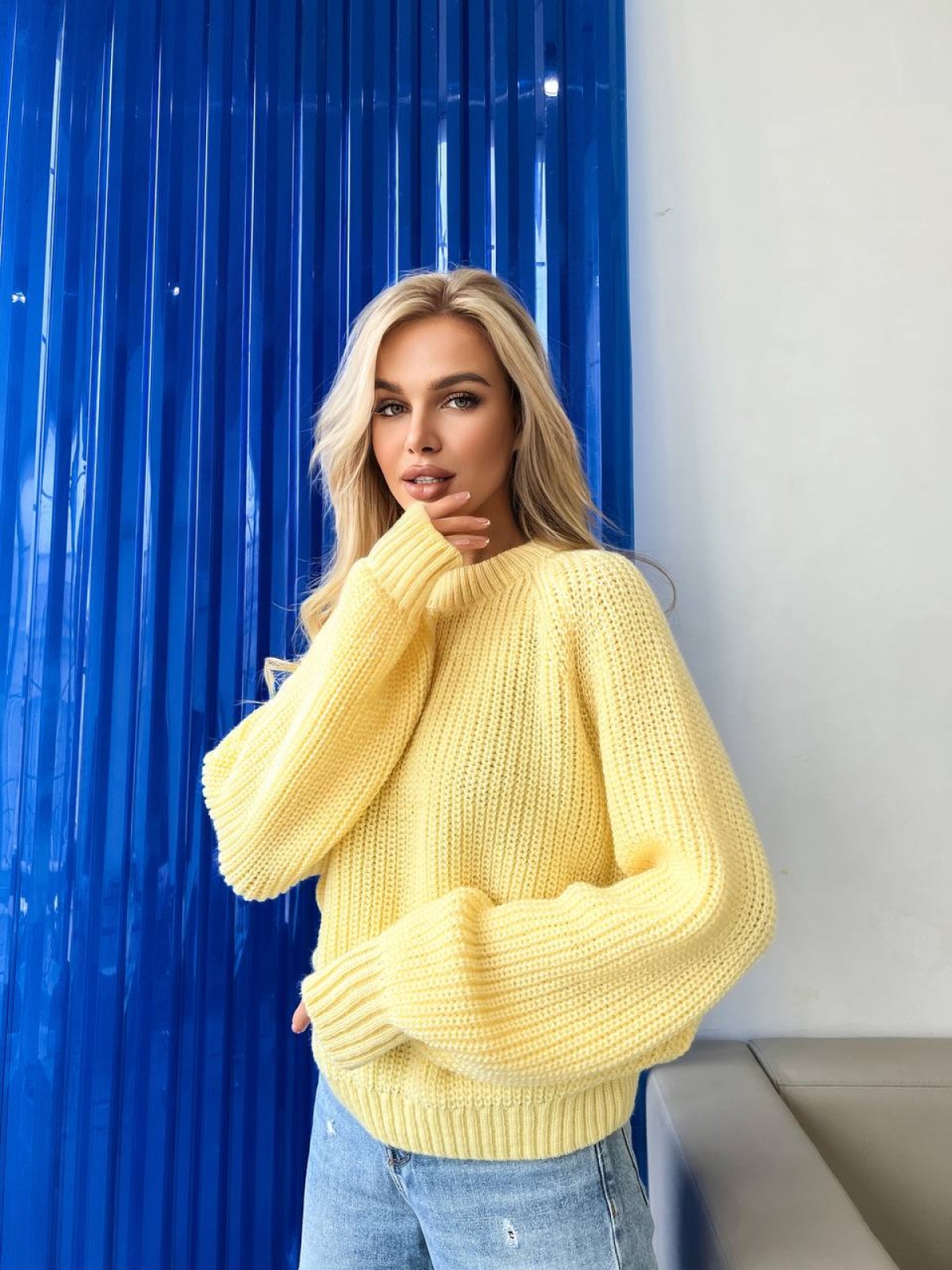 Жіночий вовняний светр жовтого кольору р.42/46 405994